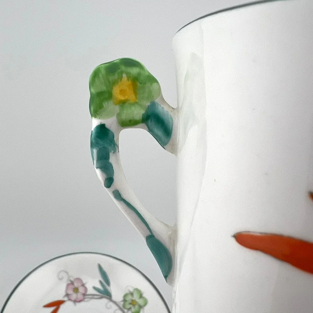 VTG Phoenix China England Floral Cup & Saucer TF&S Ltd Hand Painted Handle 1930s